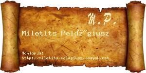 Miletits Pelágiusz névjegykártya